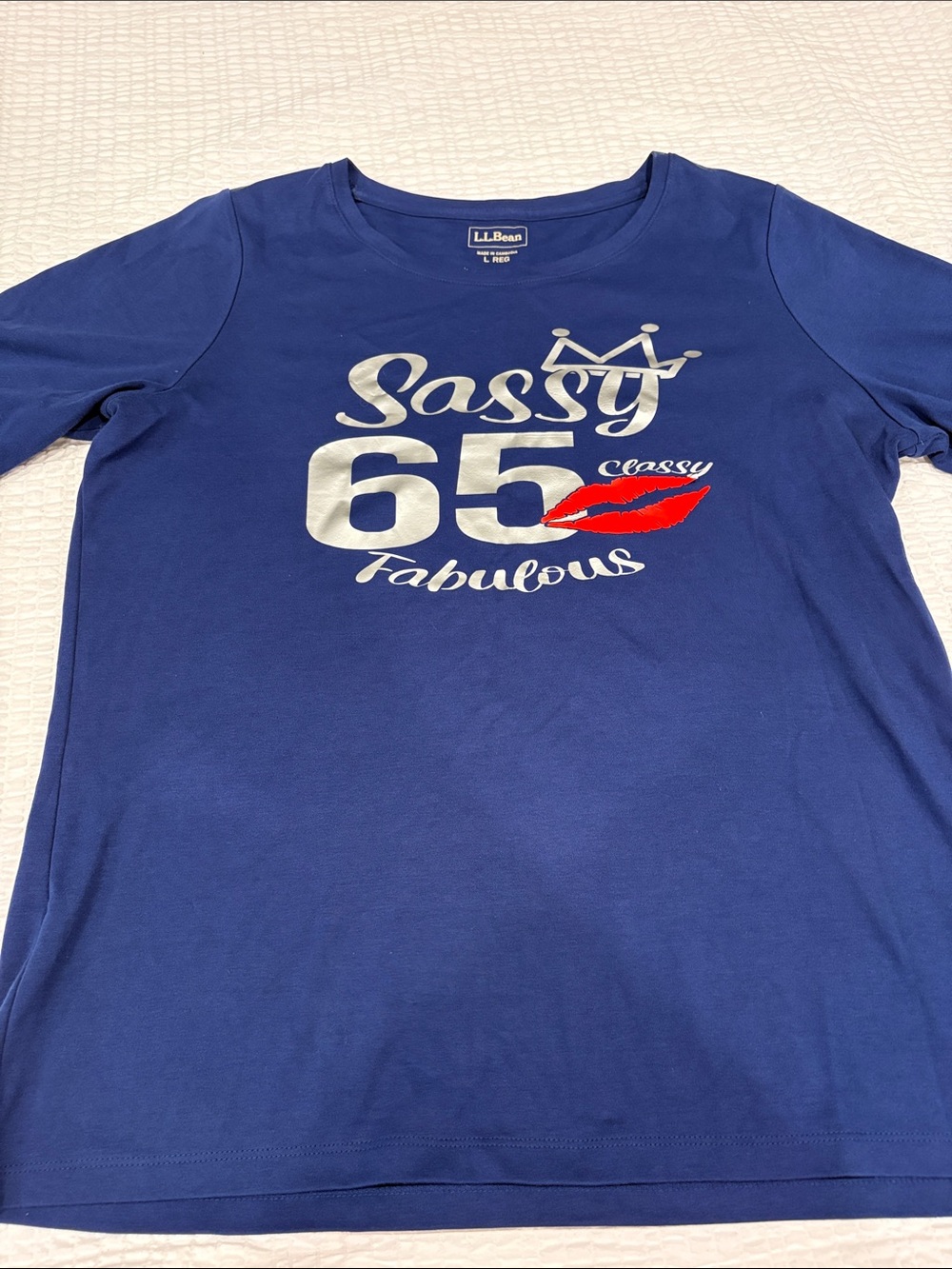 L.L. Bean Ladies Royal Blue Long Sleeve 'Sassy 65 Fabulous' Graphic Tee
Size L